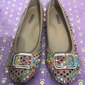 Vaneli cork confetti rainbow flats  sz 71/2 N New